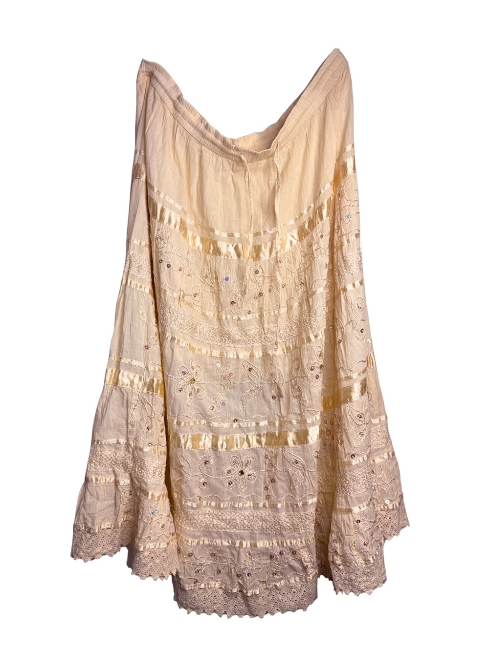 Vintage Butter Yellow Embroidered Women’s Boho Skirt